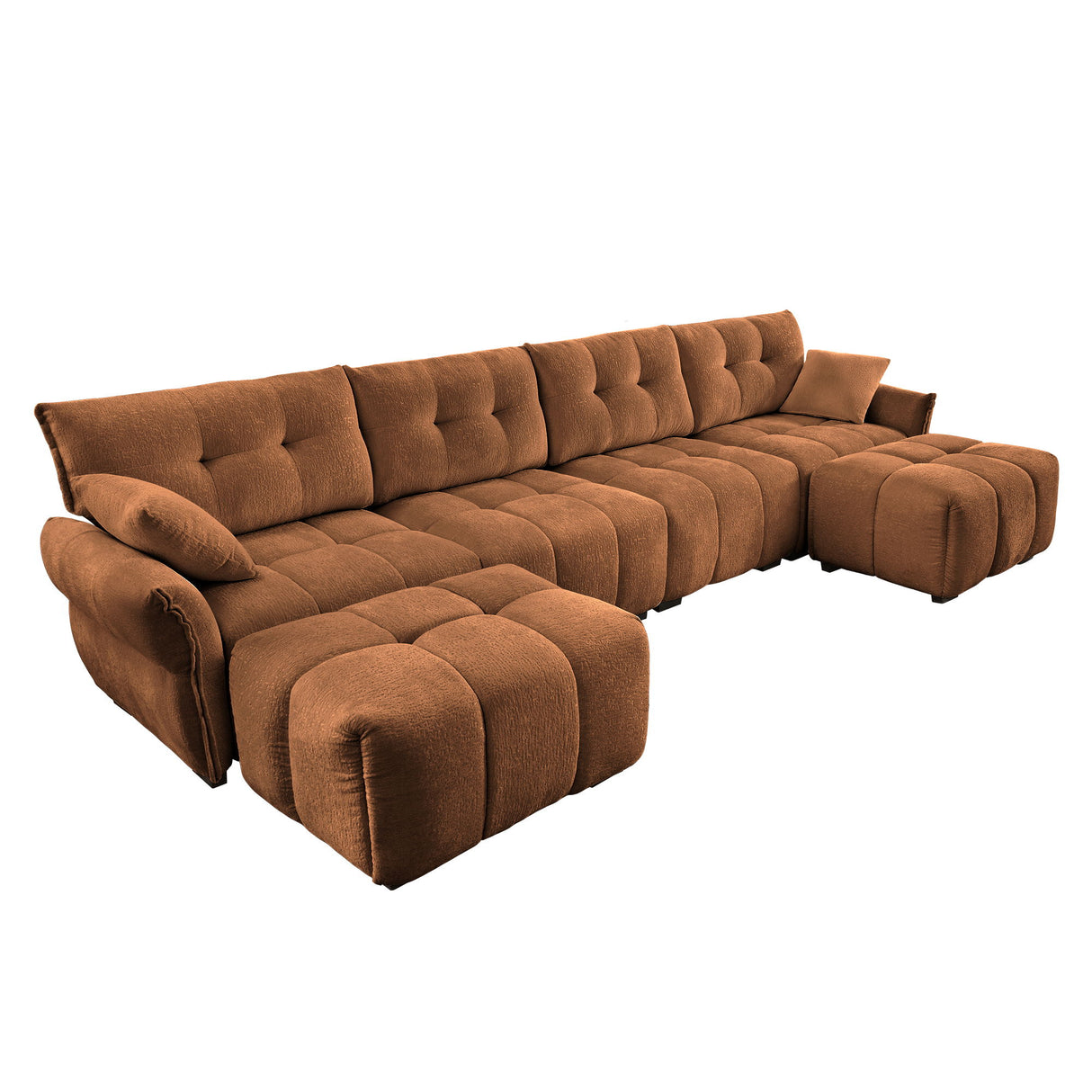 Elegant Sofa Set With Ottoman And Pillows, Textured Chenille, High Resilience Cushions