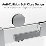 Frameless Double Sliding Soft Close Shower Door, Tempered Glass