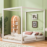 Wood Canopy Platform Bed With Support Legs And Airflow Slats