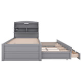 LED Platform Bed With Trundle With Storage Headboard With Drawers