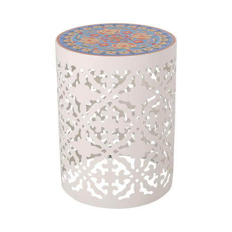 Airy - Outdoor Side Table With Lace Cut Design And Metal Frame