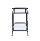 Cyrus - Clear Glass Serving Cart - Black / Gold