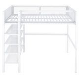Loft Bed With 4 Tier Shelves And Storage