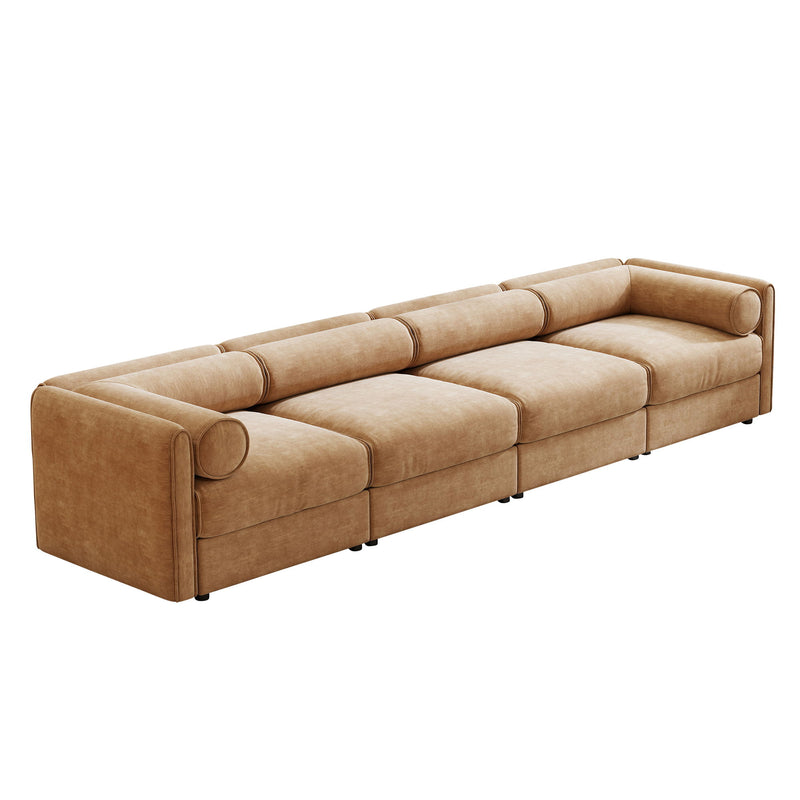 Stylish Sofa With Storage Seat And Cylindrical Backrest