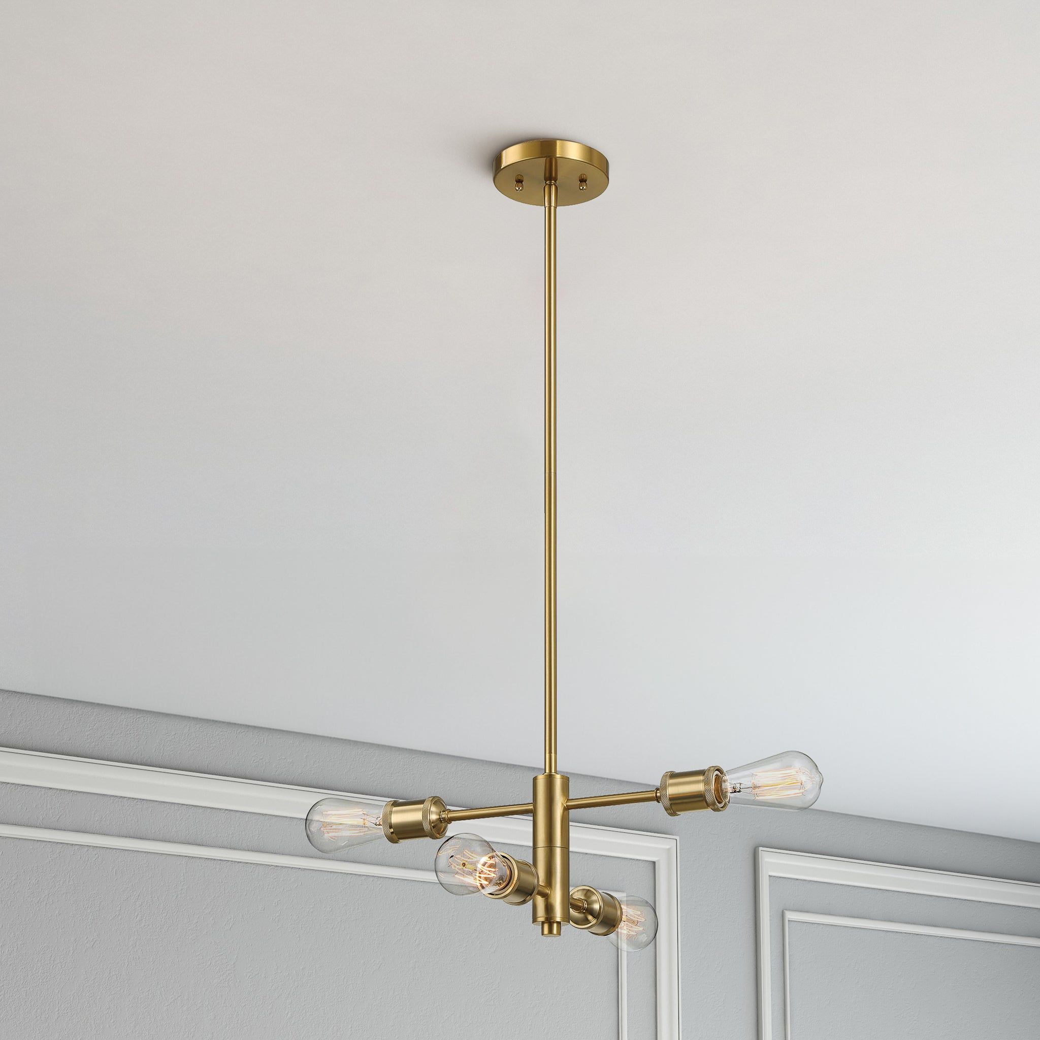 Trellis 4 Lights Modern Gold Chandelier - Thumbnail 2