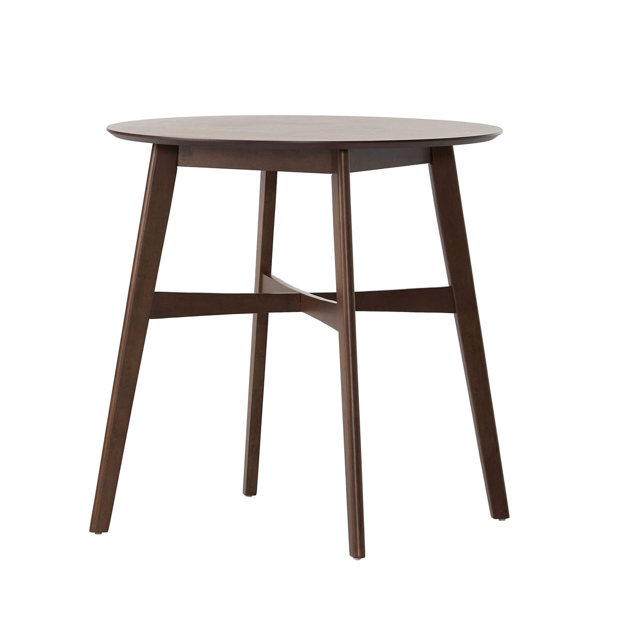 Round Counter Height Dining Table With Thick Rubberwood Legs And Support Beams - Walnut