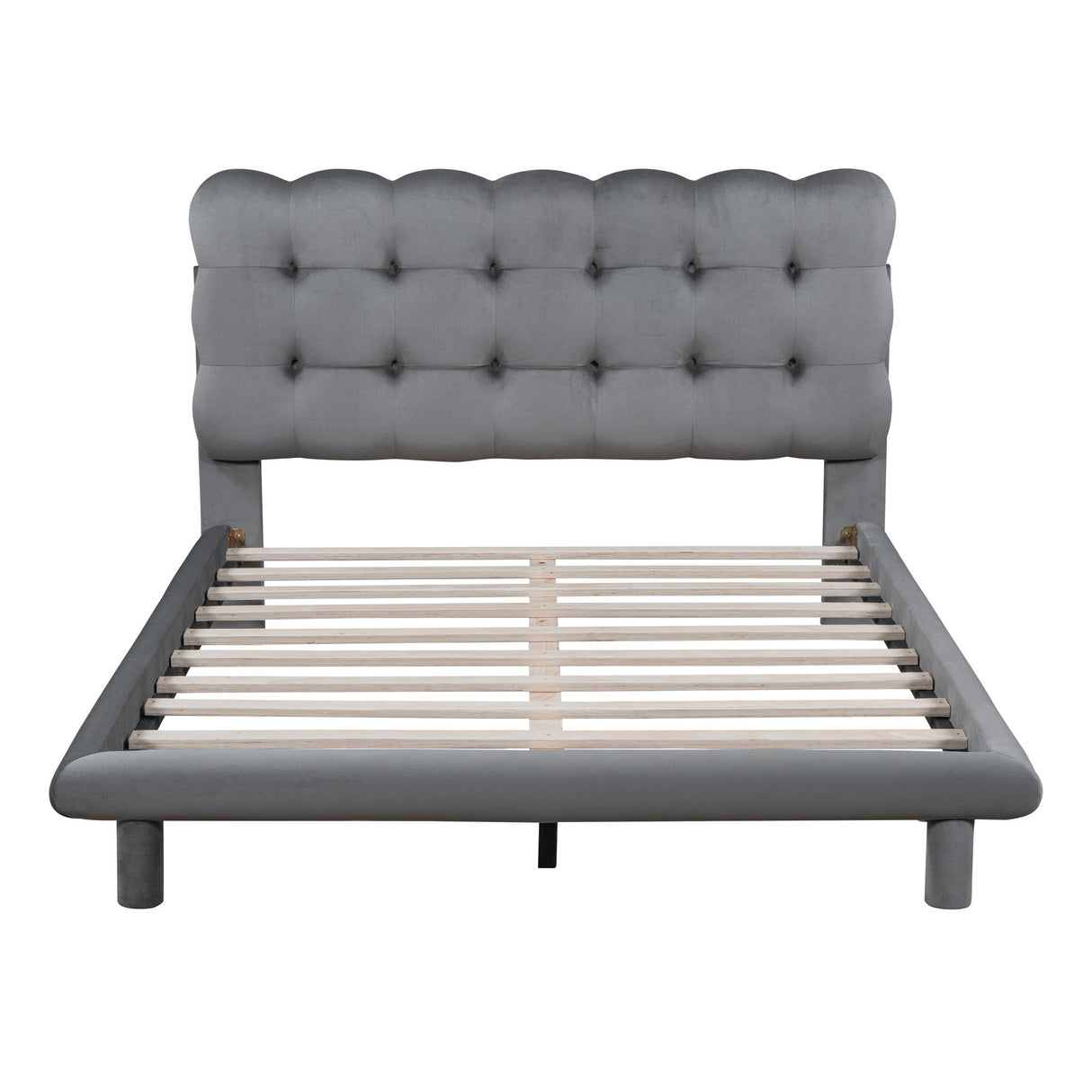 Platform Bed With LED Frame, Thick & Soft And Button Tufted Design Headboard