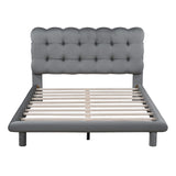 Platform Bed With LED Frame, Thick & Soft And Button Tufted Design Headboard