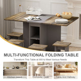 Contemporary 5 Piece Folding Extendable Dining Table Set With Chairs For 4 - Brown