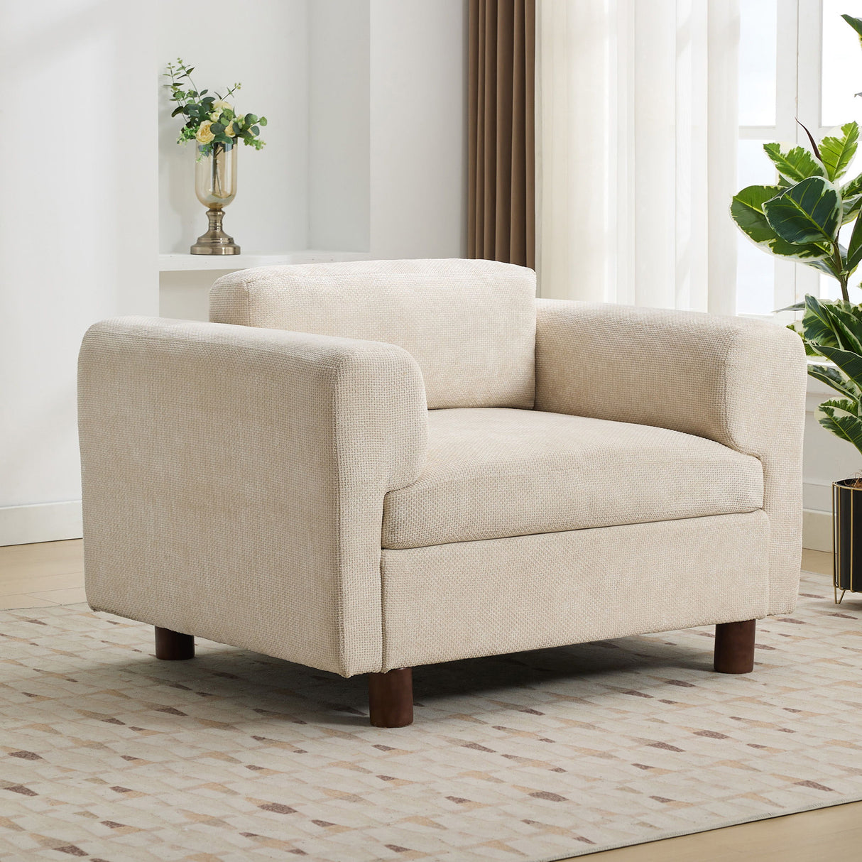 Modern Oversized Armchair Comfy Accent Chair Single Sofa For Living Room