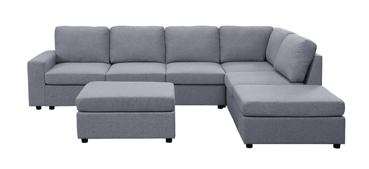 Cassia - 7 Seat Reversible Modular Sectional Sofa With Ottoman