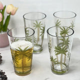 Palm Tree Design Acrylic Hi Ball Glasses Plastic, Bpa Free (Set of 4), 20Oz - Clear