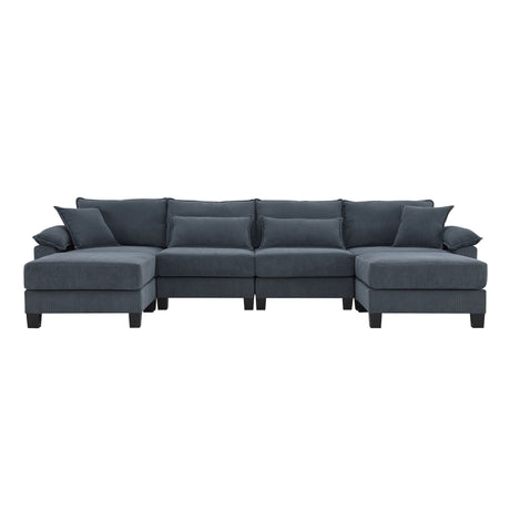 Wide Seat Modular Sectional Bed Sleeper Couch Set With Armrest Pillow 6 Seat, Free Combination Sofa With Ottomans Oversized