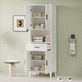 Freestanding Tall Bathroom Cabinet With Soft Close Doors And Adjustable Shelves
