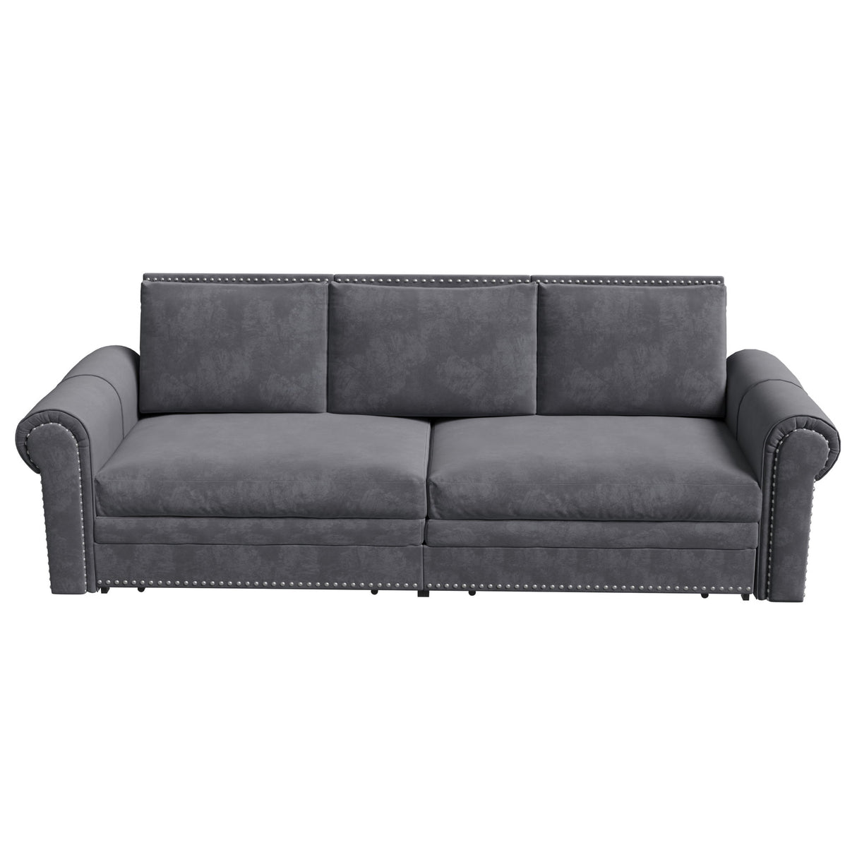 Pull Out Sofa Bed 3 In 1 Velvet Convertible Sleeper Sofa With Nailhead Trim & Rolled Arm, Multi Functional