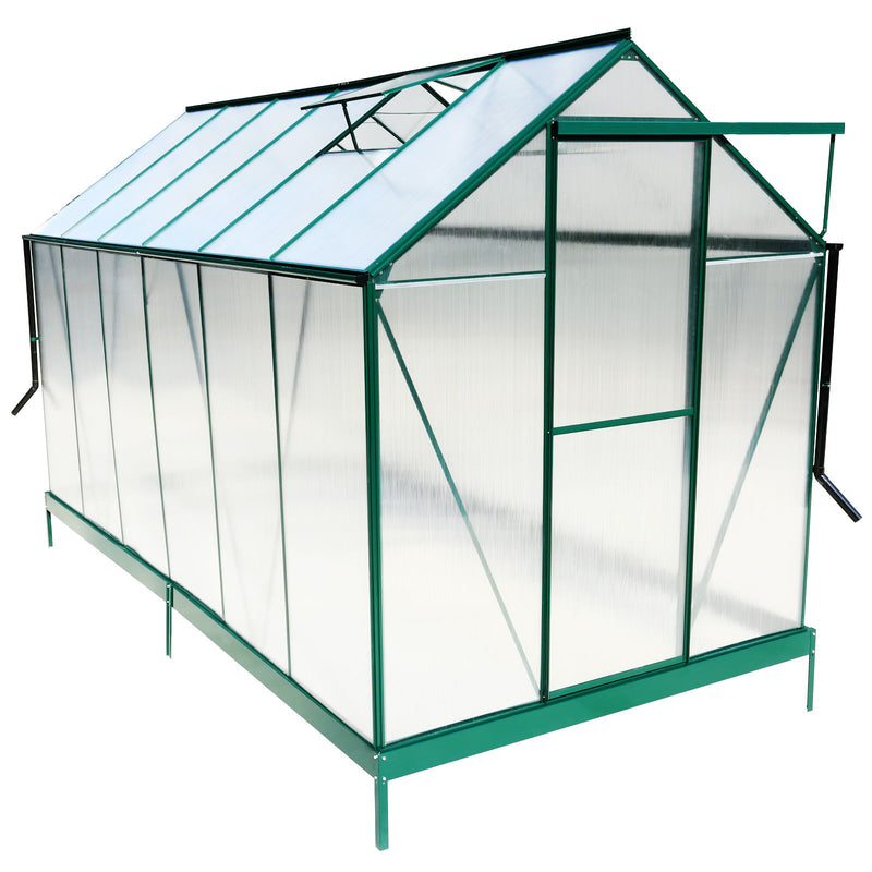 Polycarbonate house, Heavy Duty Outdoor Aluminum Walk-In House Kit With Rain Gutter, Vent And Door For Backyard Garden