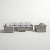 Modern 8 Person Outdoor Seating Group With Cushions - Gray Mix