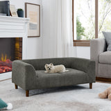 Modern Rectangular Pet Sofa With Backrest And Armrests For Small And Medium Dogs, Soft Cushion