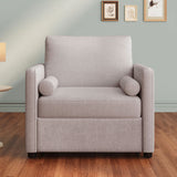 3 In 1 Convertible Sleeper Chair With Adjustable Backrest, Lounger Chair Turns Into Bed